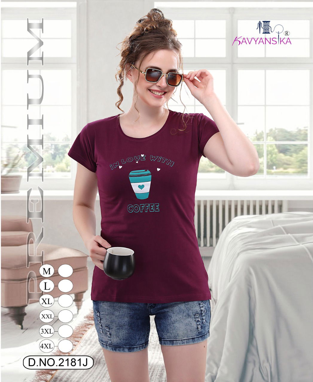Kavyansika Side Cut 2181 Casual Wear Hosiery cotton T-shirt Collection